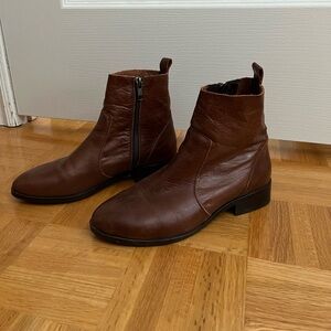 New, Never Worn Genuine Leather Chestnut L’Intervalle Ankle Boots